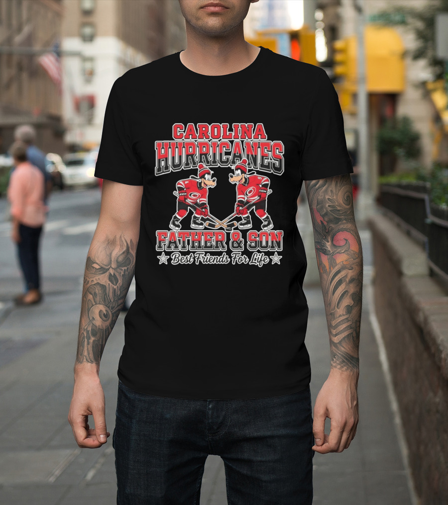Carolina Hurricanes Father And Son Best Friends For Life Disney Goofy Hockey T-Shirt