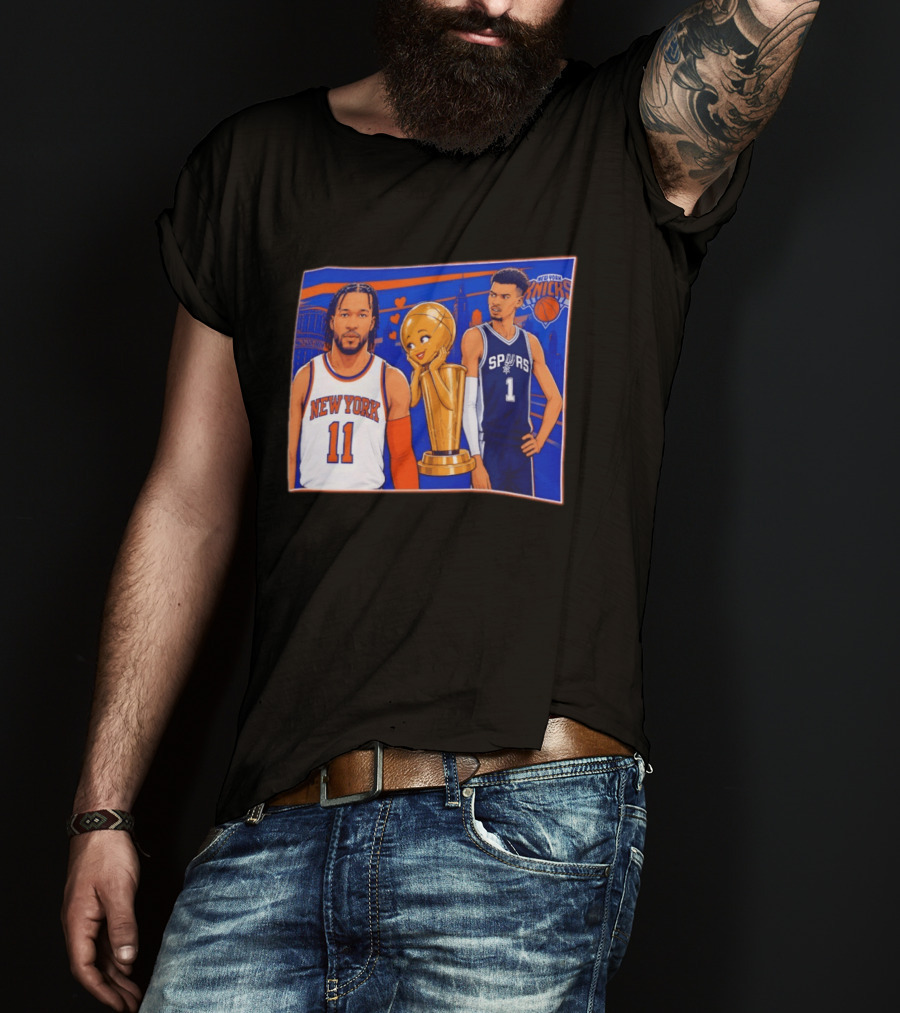 Jalen Brunson New York Knicks Victor Wembanyama San Antonio Spurs Larry O'Brien Trophy T-Shirt