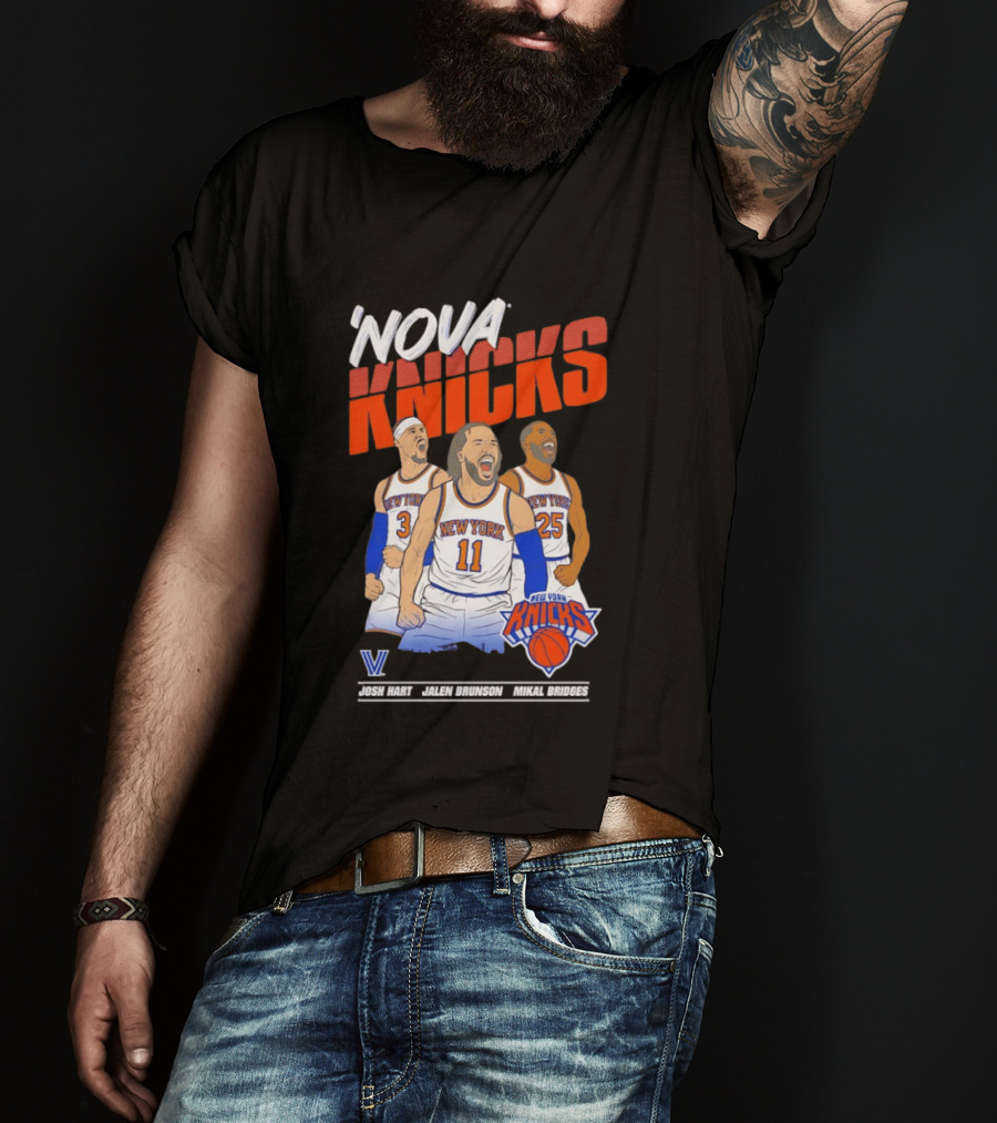 Nova Knicks Josh Hart Jalen Brunson Mikal Bridges New York NBA Basketball T-Shirt