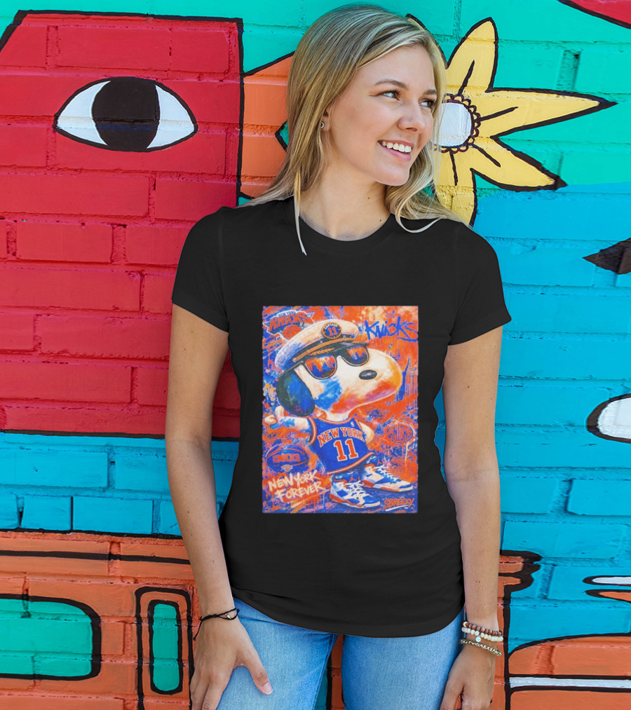 New York Knicks Snoopy Captain 11 New York Forever Streetwear Collection T-Shirt