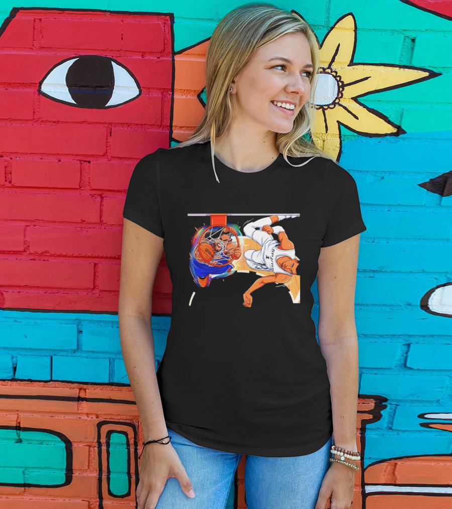 New York Knicks Vs San Antonio Spurs Comic Dunk Battle T-Shirt