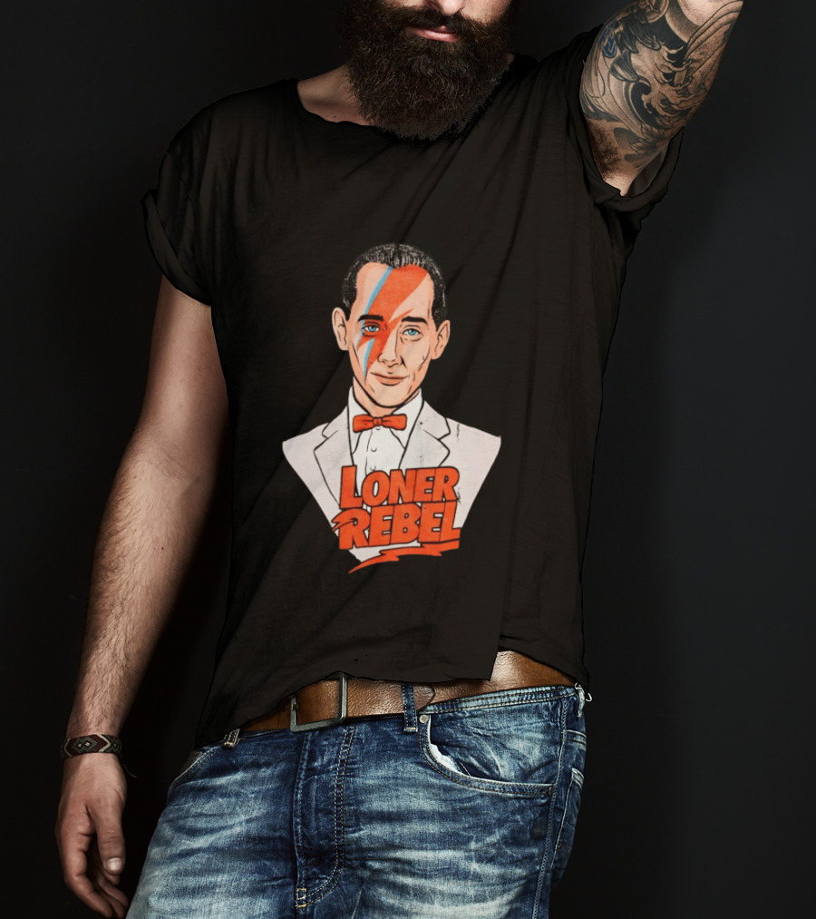 Pee Wee Herman David Bowie Aladdin Sane Loner Rebel Mashup Pop Culture T-Shirt