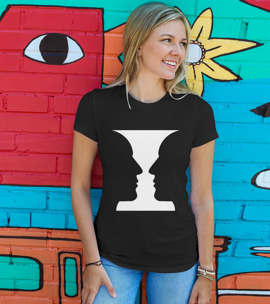 Rubin Vase Optical Illusion Cognitive Psychology Face Perception T-Shirt