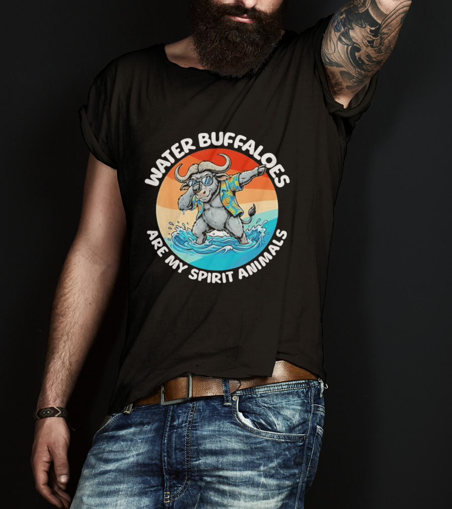 Water Buffaloes Are My Spirit Animals Dabbing Tropical Sunset T-Shirt