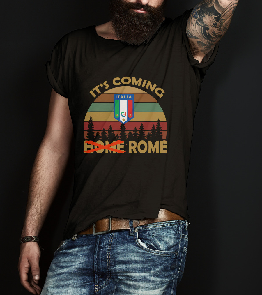 IT'S COMING ROME ITALIA Vintage Forest Sunset Badge T-Shirt