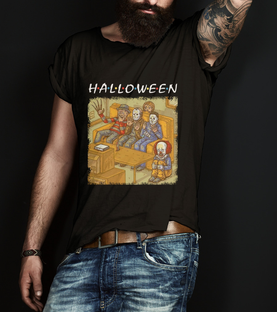 Halloween Horror Icons Relax On Couch T-Shirt