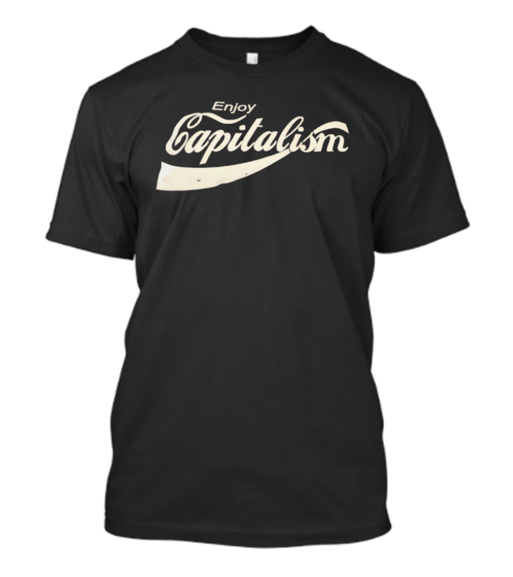 Enjoy Capitalism Coca Cola Style Typography Design T-Shirt