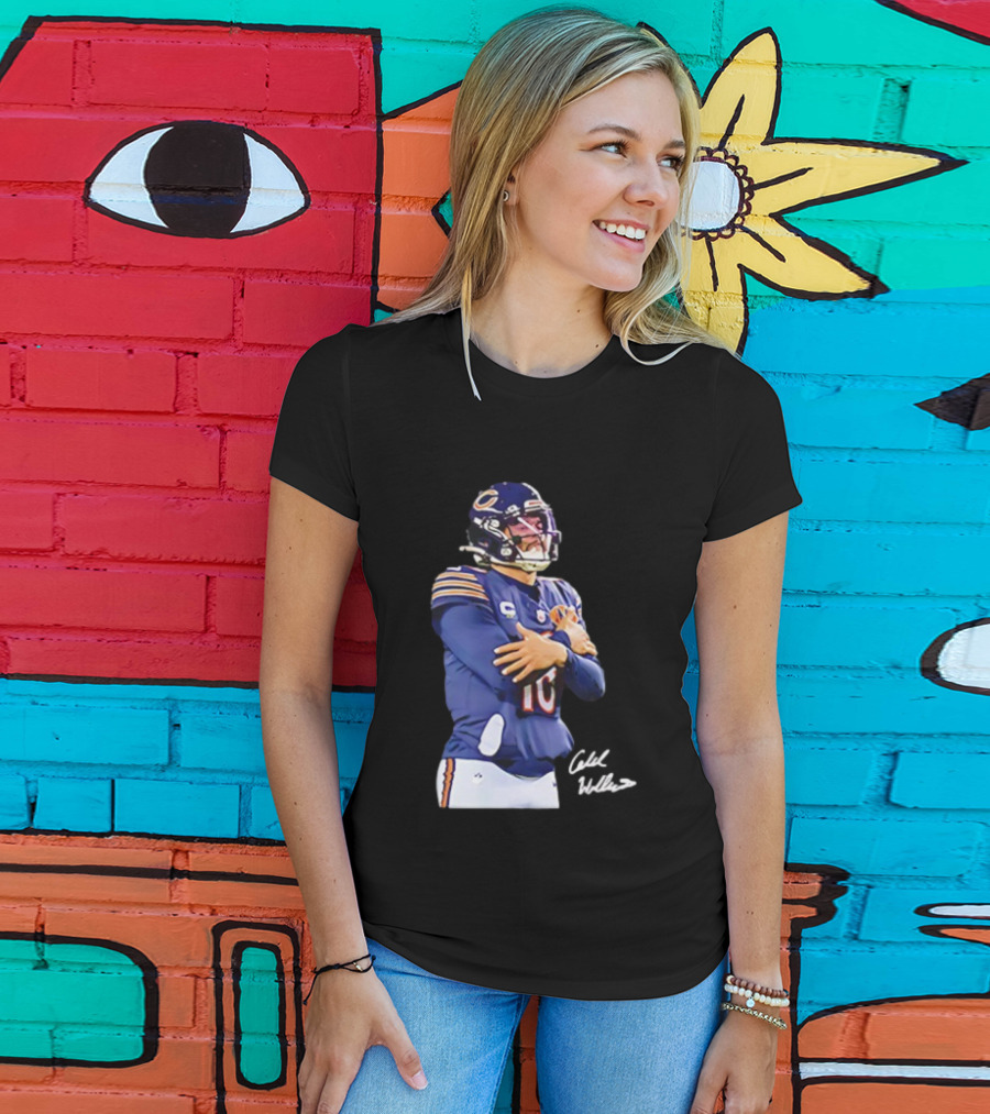 Caleb Williams Chicago Bears Ice Man Signature Football T-Shirt