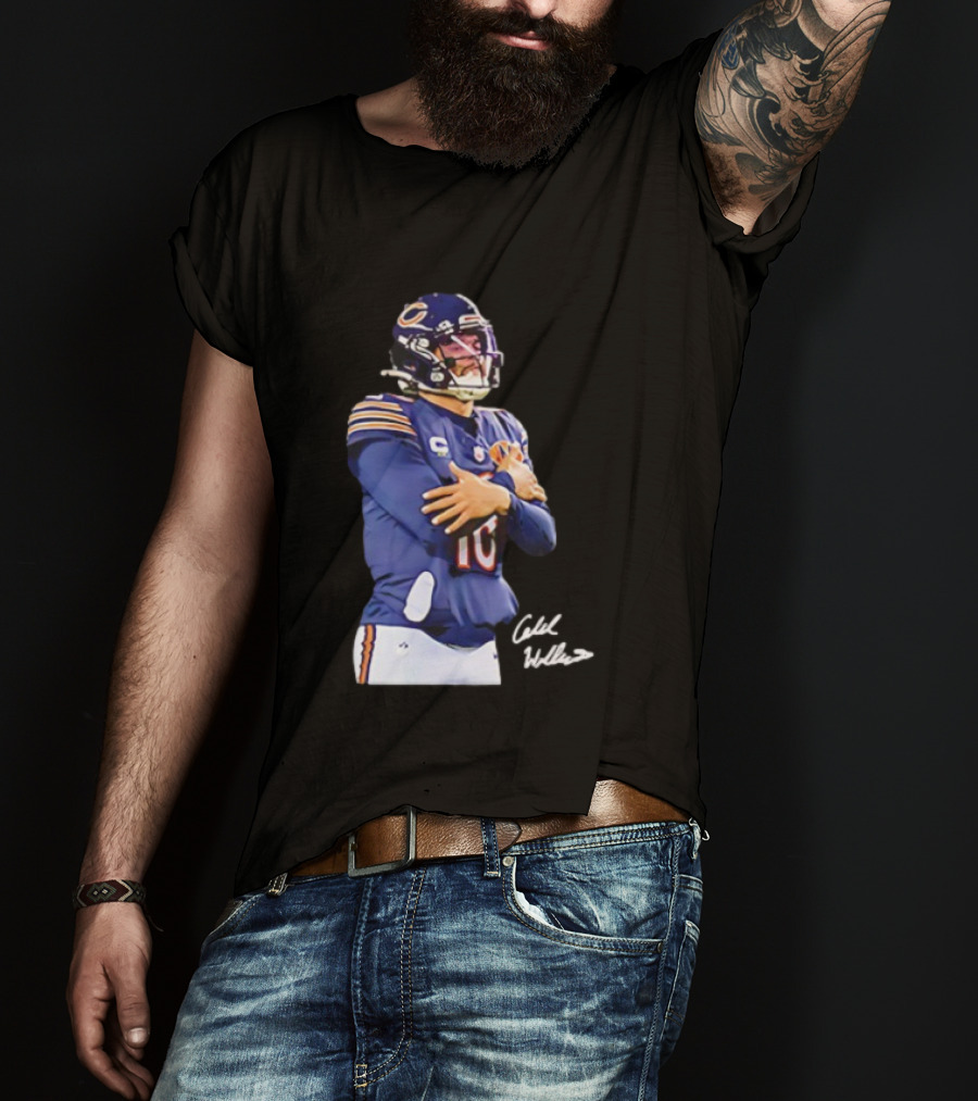 Caleb Williams Chicago Bears Ice Man Signature Football T-Shirt