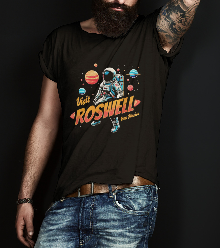 Visit Roswell New Mexico Astronaut Space Adventure Planets T-Shirt