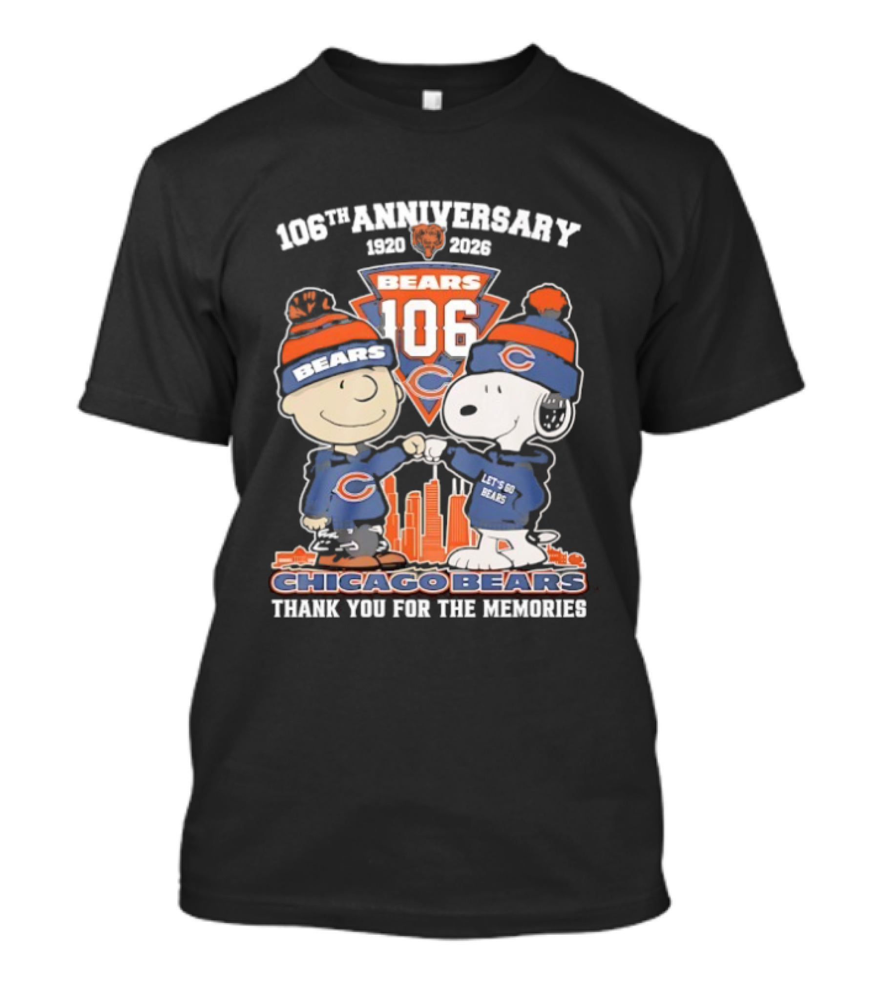 Chicago Bears 106th Anniversary 1920 2026 Snoopy And Charlie Brown Thank You For The Memories T-Shirt