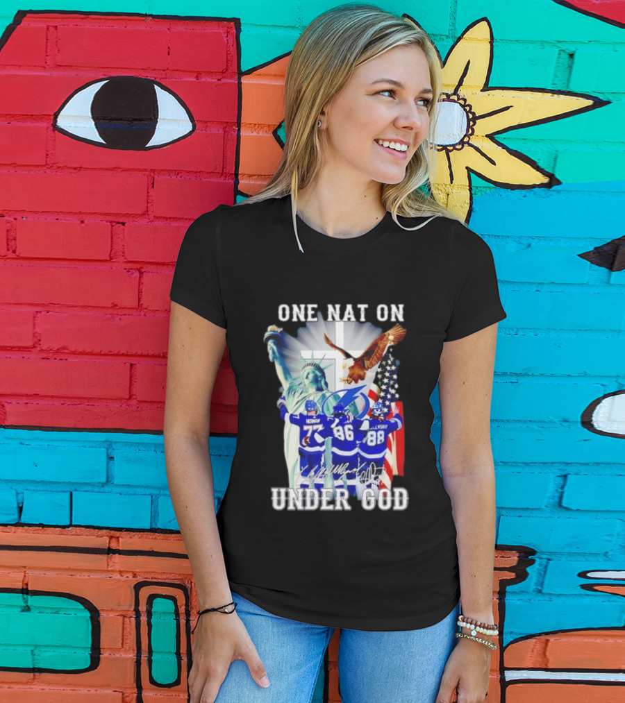 Tampa Bay Lightning Hockey Hedman 77 Point 86 Vasilevskiy 88 One Nation Under God T-Shirt