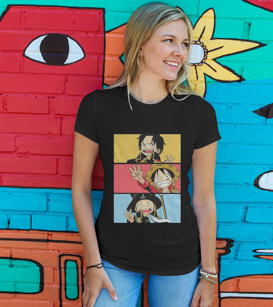 Straw Hat Pirates Luffy Ace Sabo Iwara One Piece Manga Brothers Japanese T-Shirt