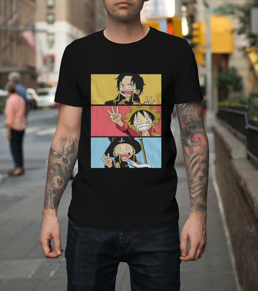 Straw Hat Pirates Luffy Ace Sabo Iwara One Piece Manga Brothers Japanese T-Shirt