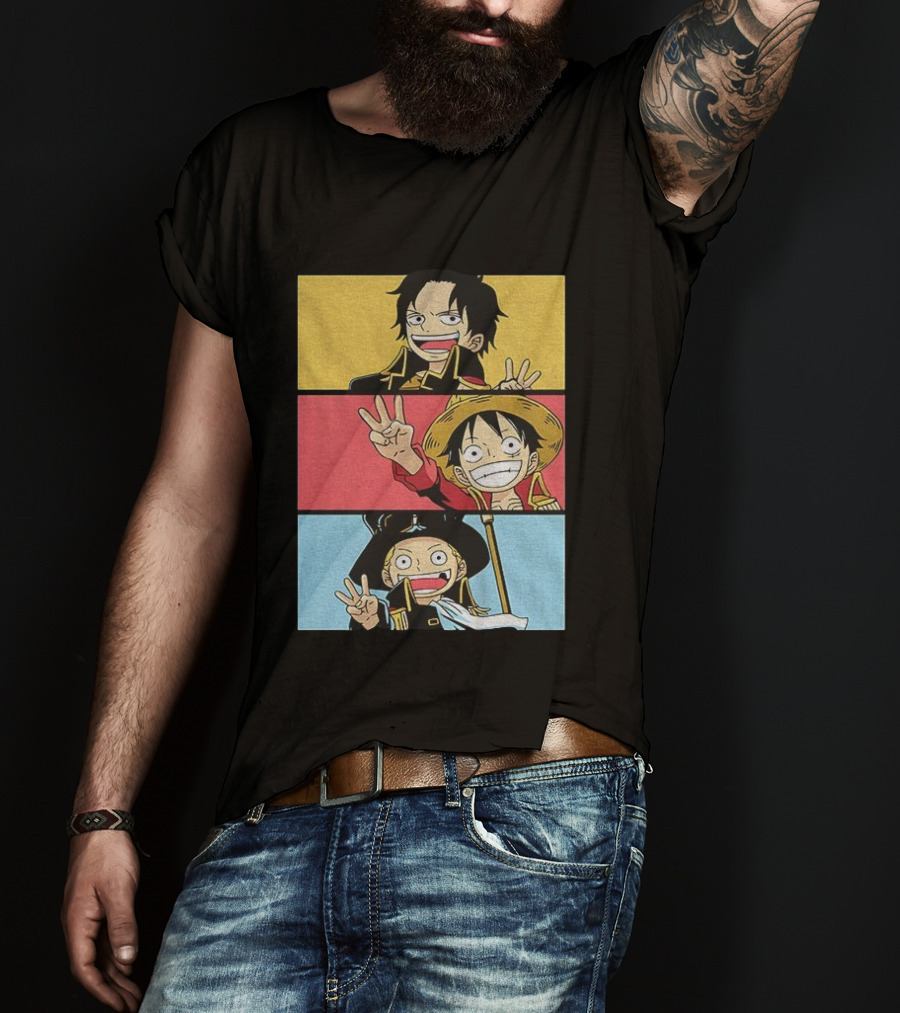 Straw Hat Pirates Luffy Ace Sabo Iwara One Piece Manga Brothers Japanese T-Shirt