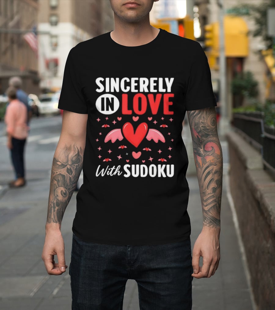 Sincerely In Love With Sudoku Heart Wings And Stars T-Shirt