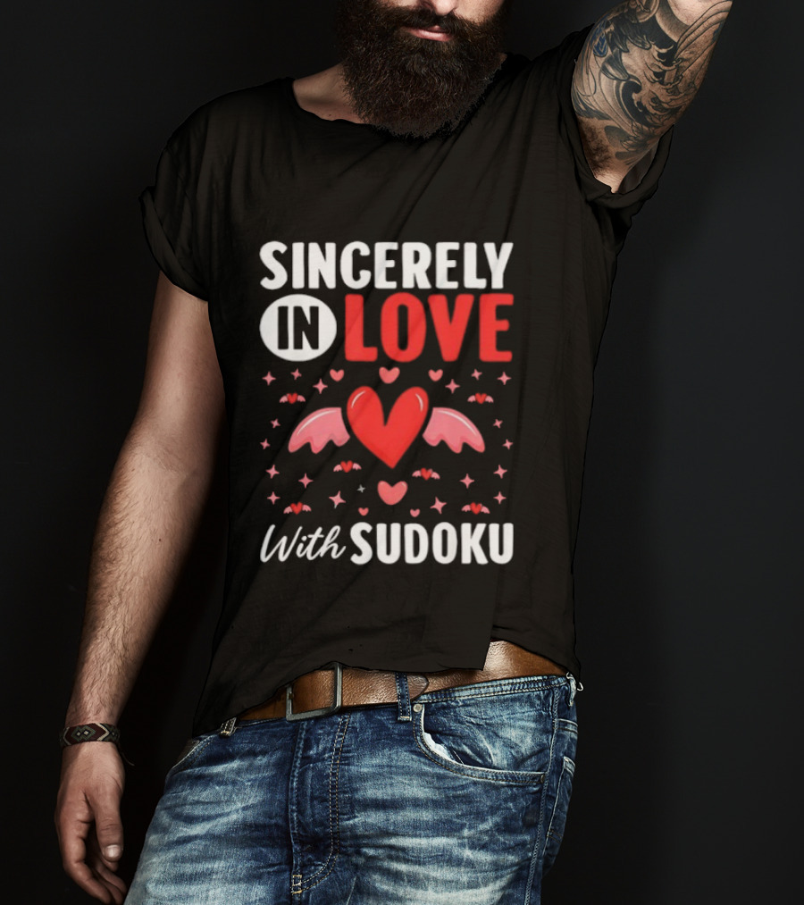 Sincerely In Love With Sudoku Heart Wings And Stars T-Shirt