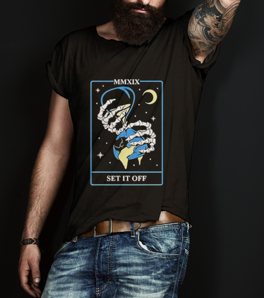 Set It Off Skeleton Hand MMXIX Moon And Stars T-Shirt