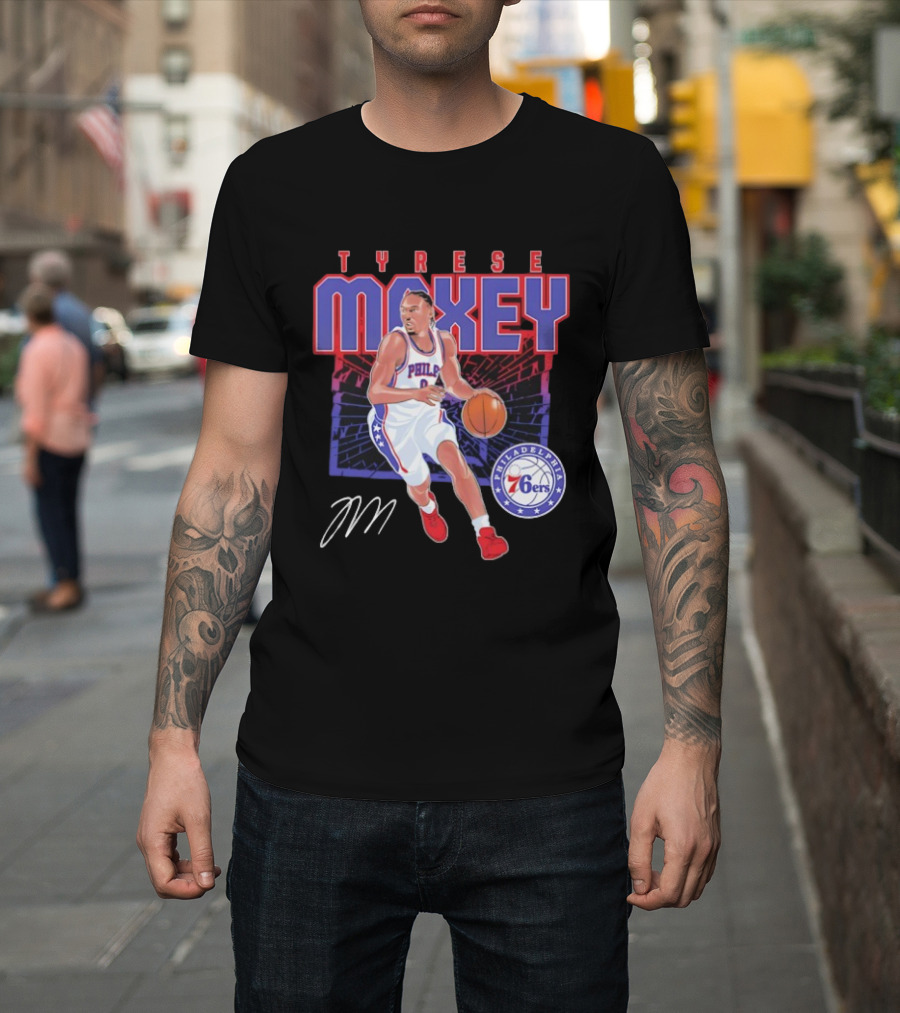 NBA Tyrese Maxey Philadelphia 76ers Player Signature T-Shirt