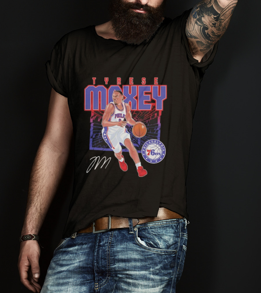 NBA Tyrese Maxey Philadelphia 76ers Player Signature T-Shirt