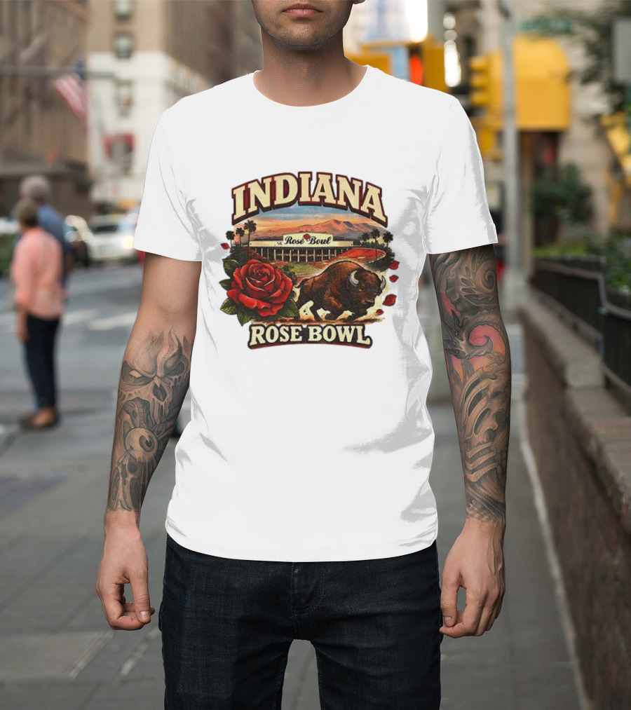 Indiana Rose Bowl Pasadena CA Game Day Vintage Buffalo And Rose Stadium Retro T-Shirt