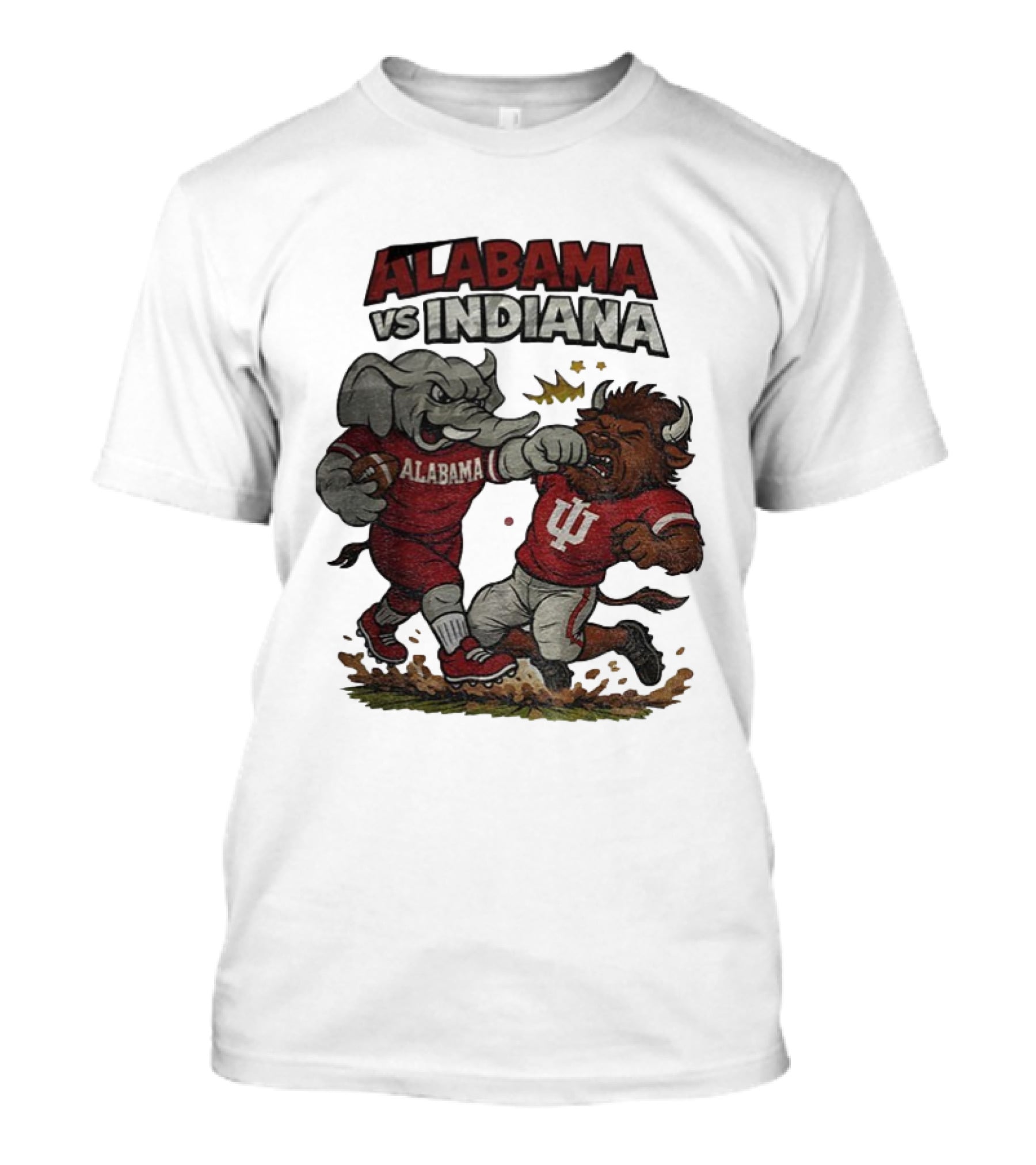 Alabama Vs Indiana Rivalry Football Showdown Cartoon Mashup T-Shirt