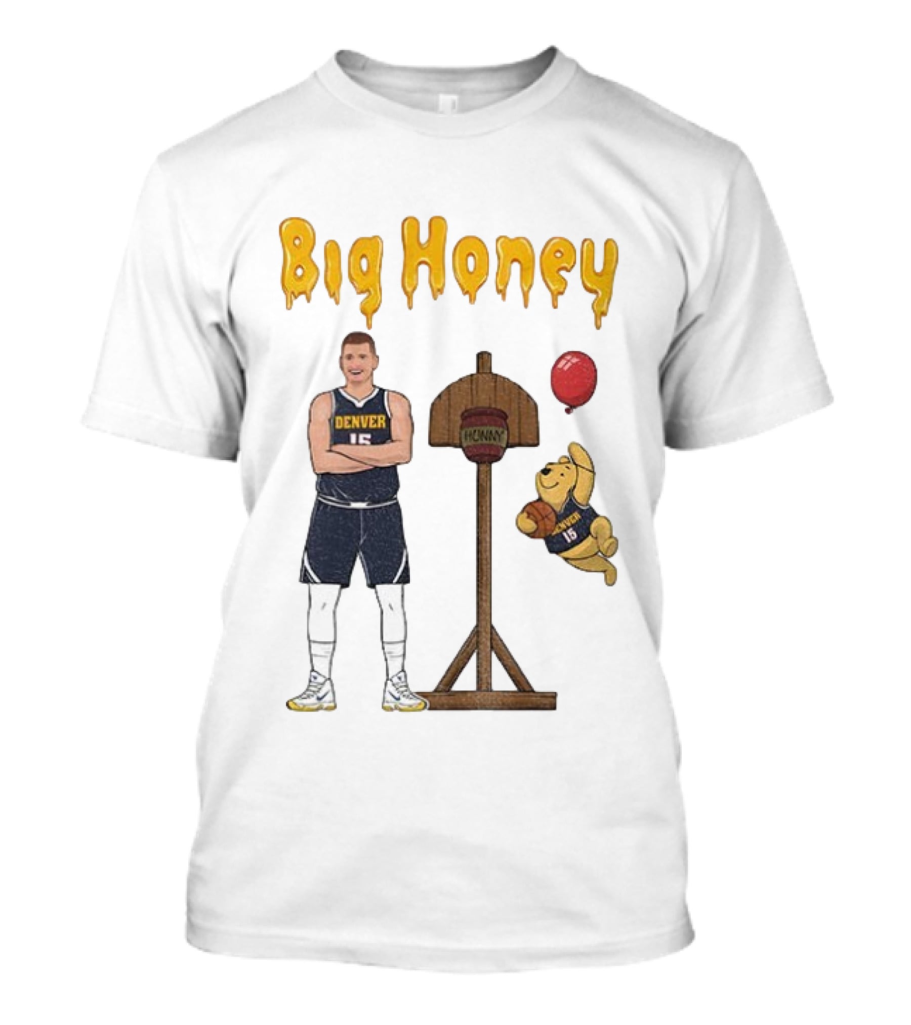 Big Honey Nikola Jokic Denver Nuggets NBA 15 Cartoon Crossover T-Shirt