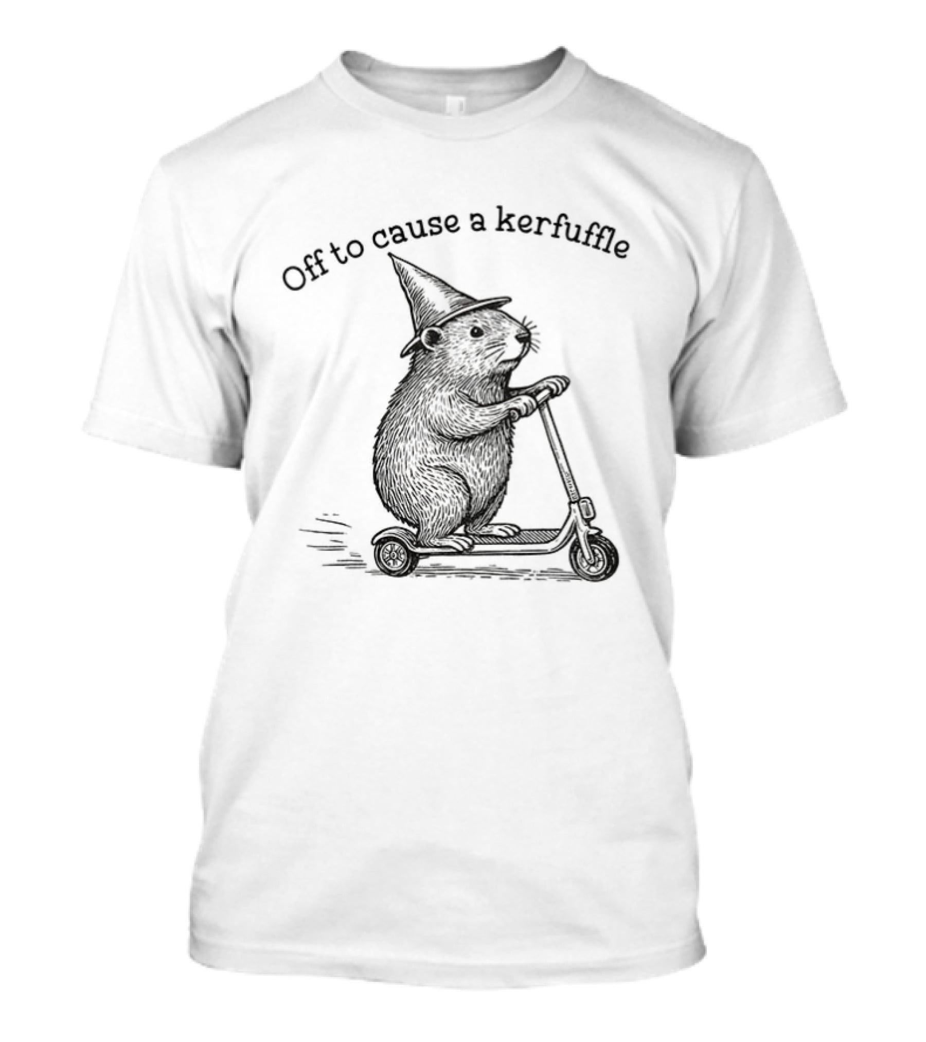 Off To Cause A Kerfuffle Groundhog Witch Riding Scooter T-Shirt