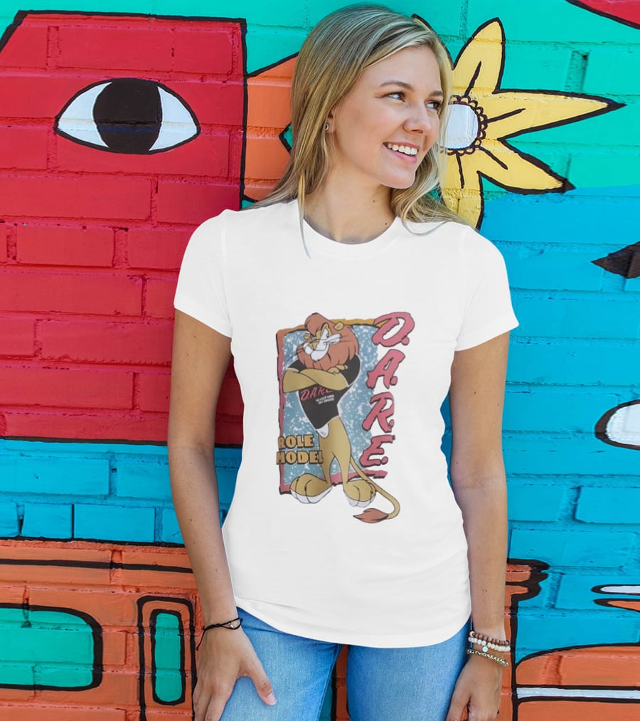 D.A.R.E. Lion Daren Role Model Graphic With Classic Retro Style T-Shirt