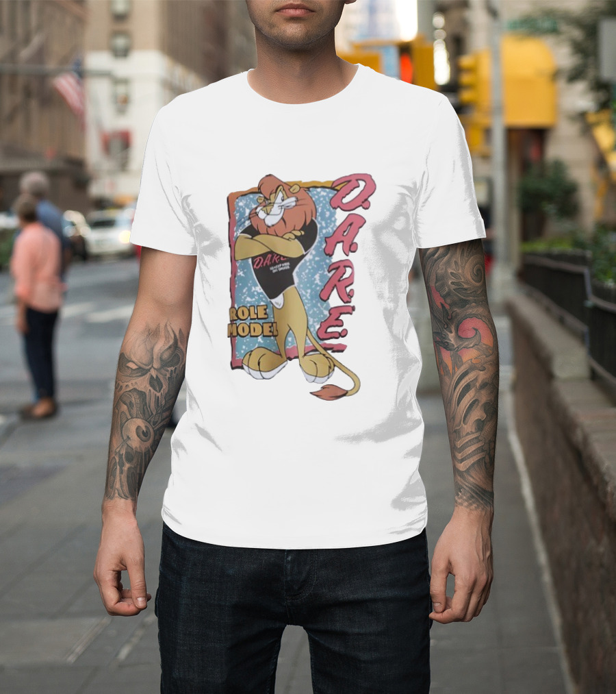 D.A.R.E. Lion Daren Role Model Graphic With Classic Retro Style T-Shirt