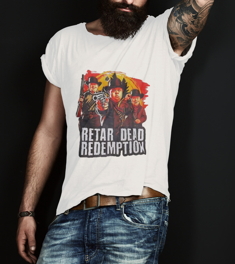 RETAR DEAD REDEMPTION Three Down Men Holding Shotguns Vintage Style T-Shirt