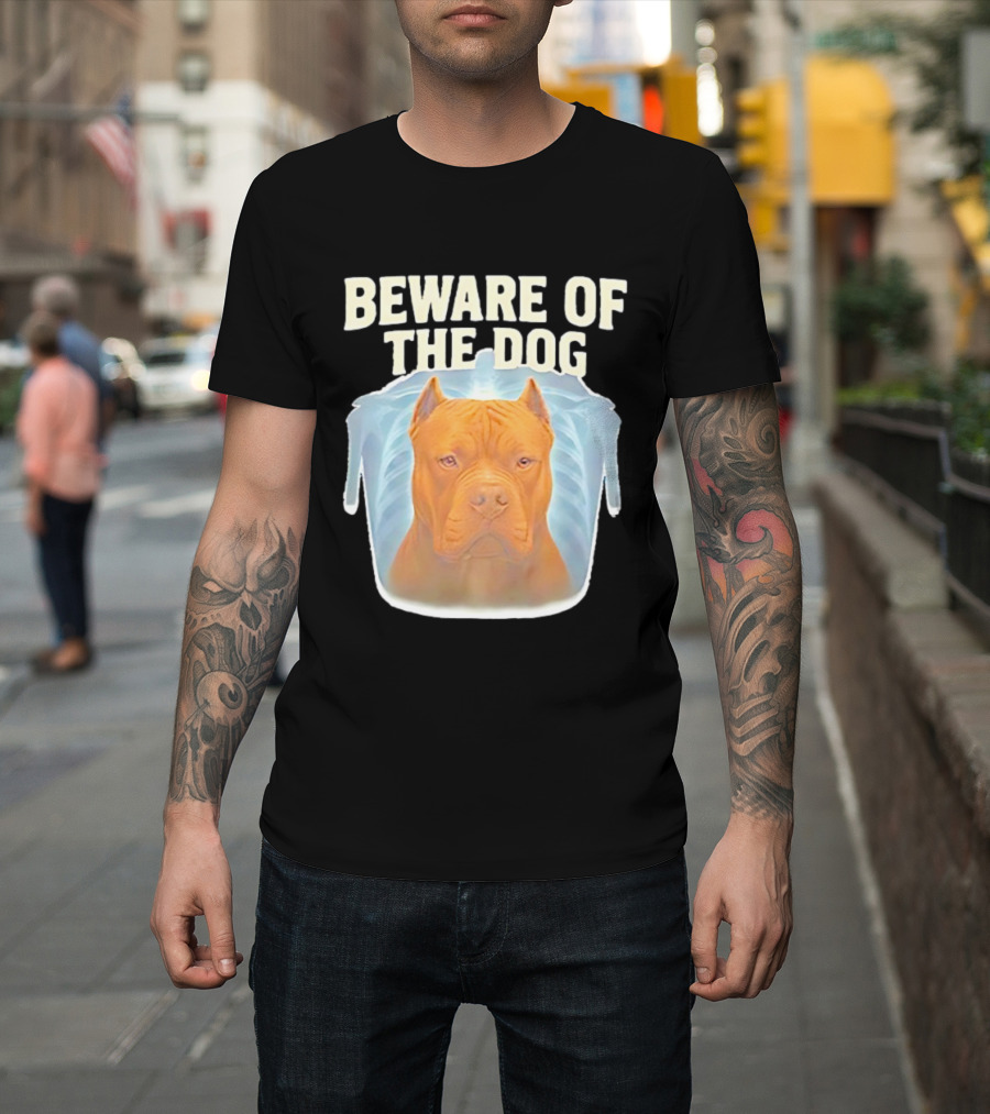 Beware Of The Dog X Ray Pitbull Warning T-Shirt