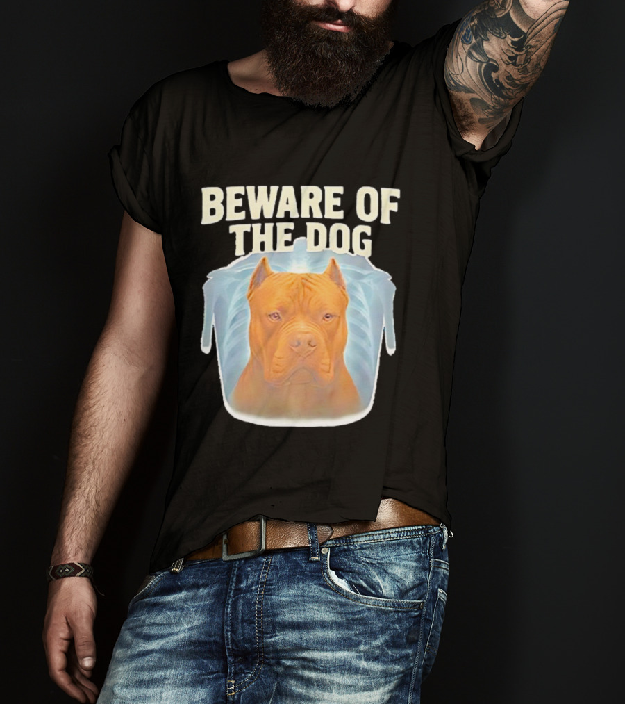 Beware Of The Dog X Ray Pitbull Warning T-Shirt