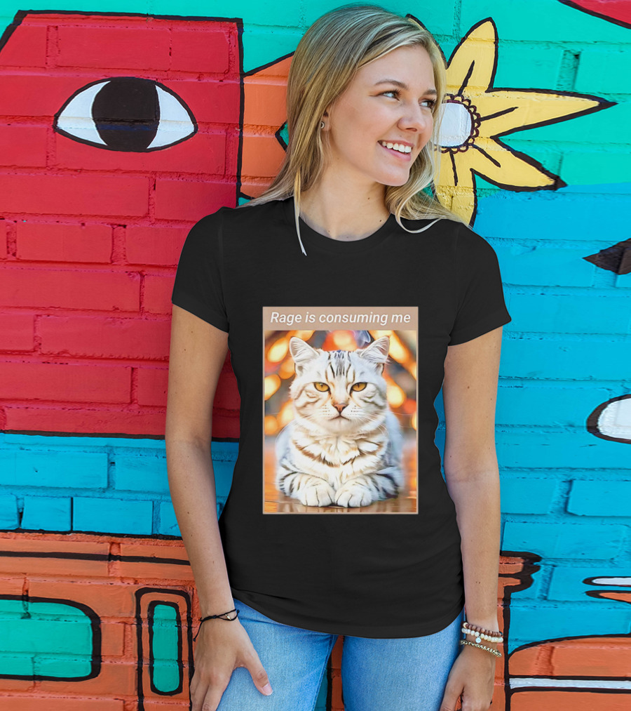 Cat Rage Is Consuming Me Meme Tiger Stripes T-Shirt