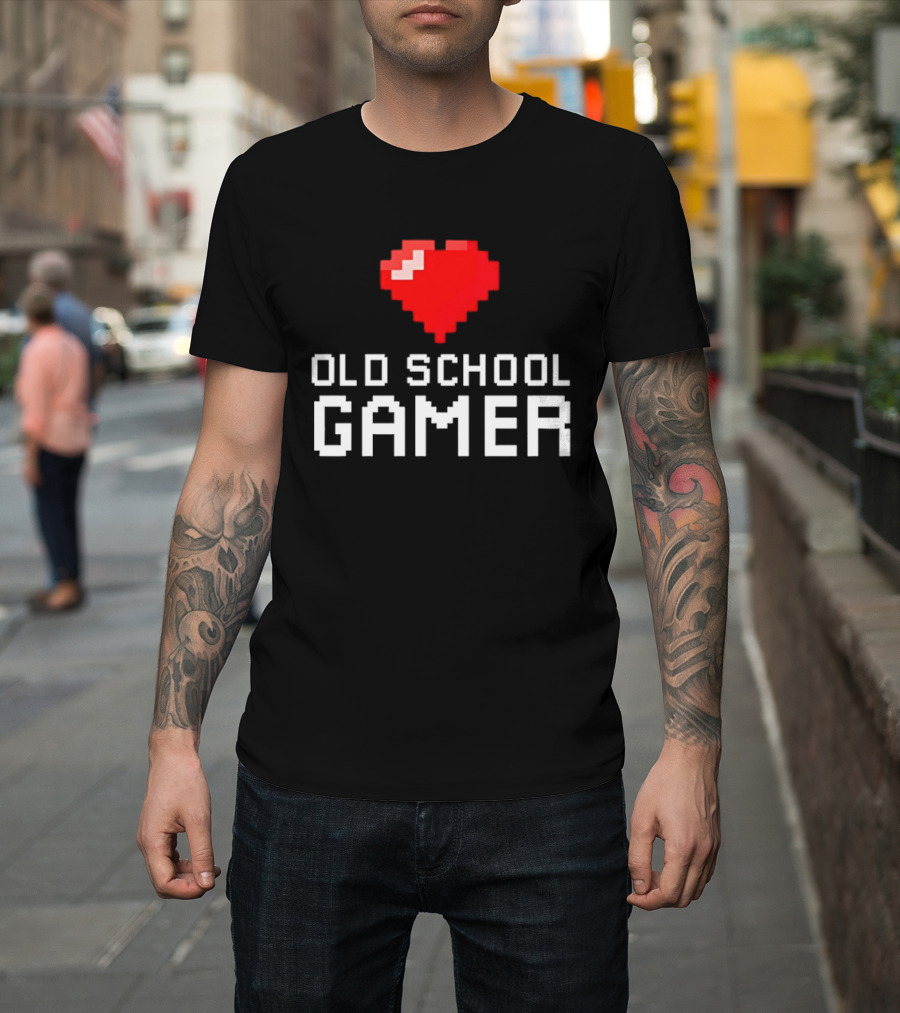 Pixel Heart Old School Gamer T-Shirt