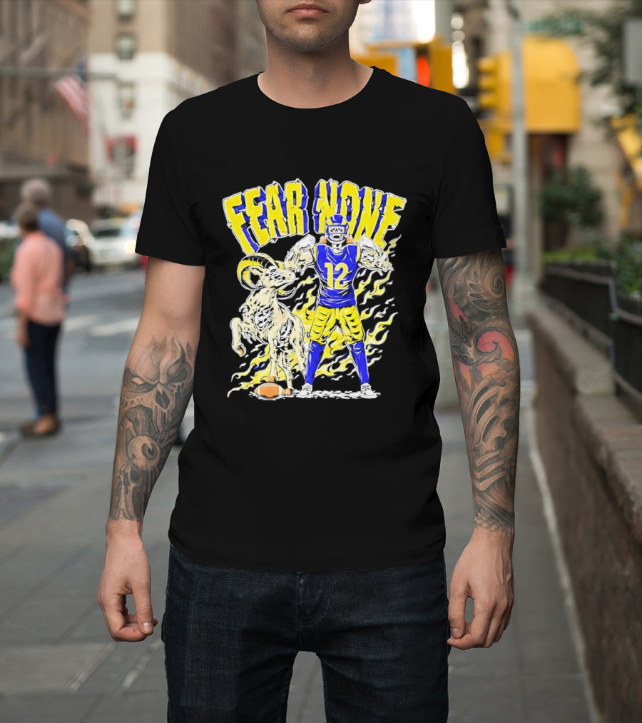 Puka Nacua Fear None 12 Los Angeles Rams Football Skeleton T-Shirt