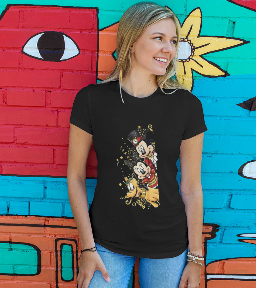 Mickey Mouse Happy New Year 2023 Pluto Minnie Celebration T-Shirt