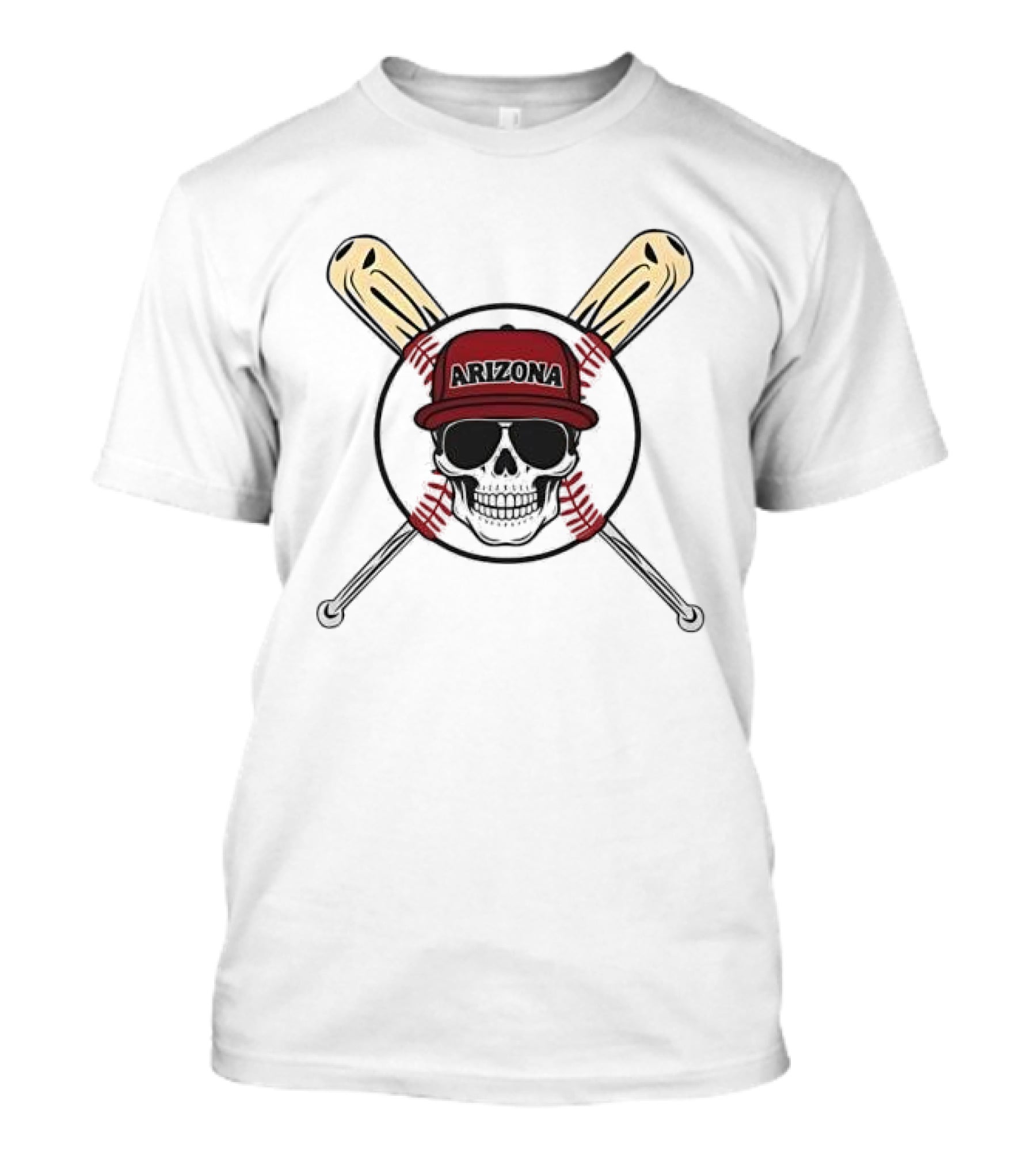 Arizona Baseball Skeleton Skull Cap And Bat Crossbones T-Shirt