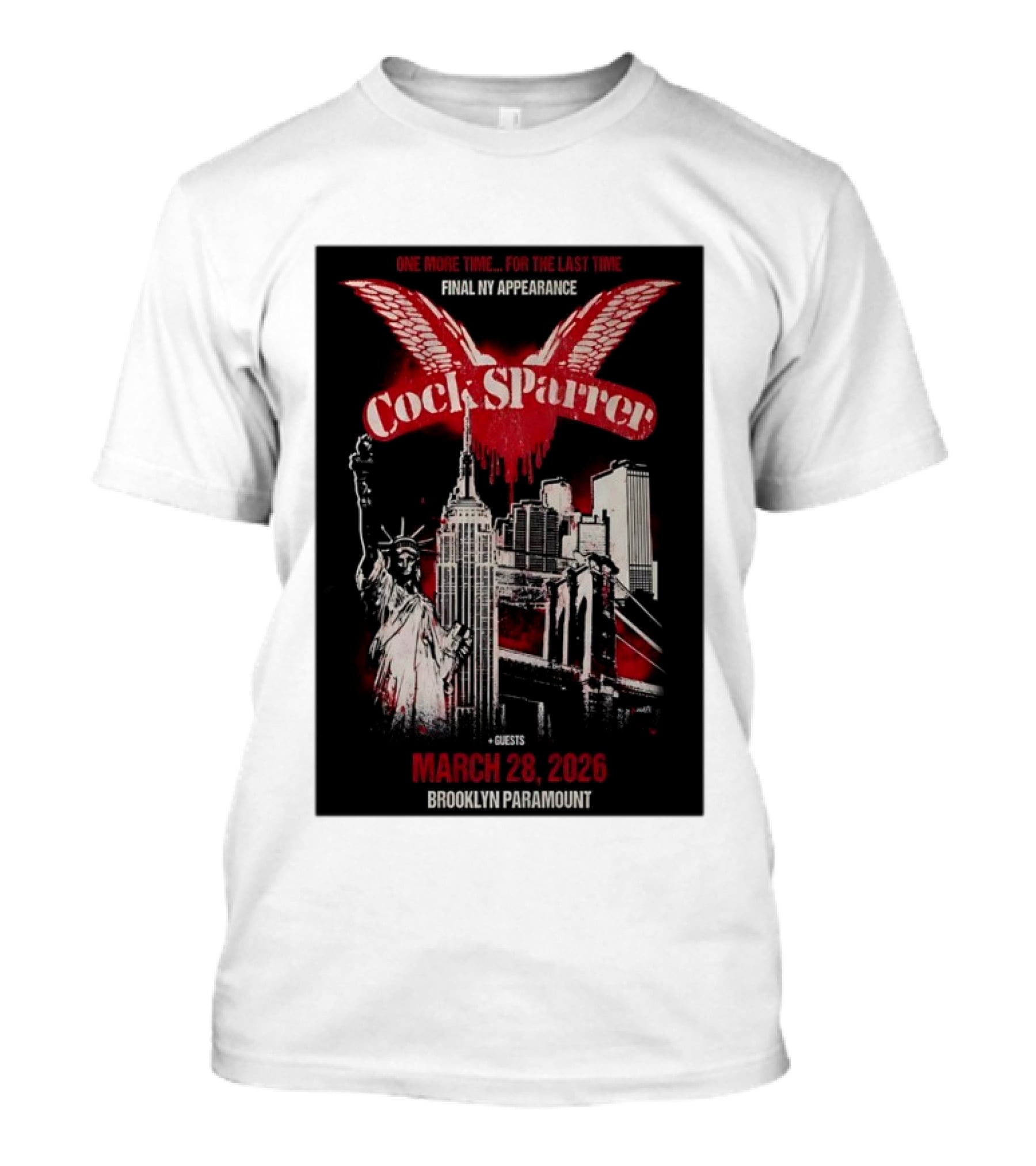 Cock Sparrer Final NY Appearance Brooklyn Paramount March 28 2026 Statue Of Liberty Empire State Building T-Shirt