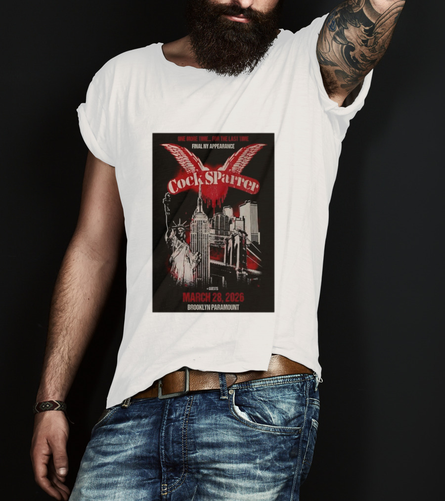 Cock Sparrer Final NY Appearance Brooklyn Paramount March 28 2026 Statue Of Liberty Empire State Building T-Shirt