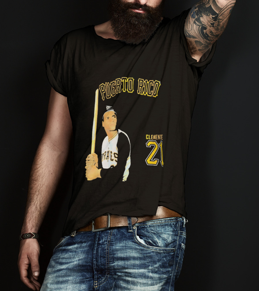 Puerto Rico Roberto Clemente 21 Pittsburgh Pirates Baseball T-Shirt
