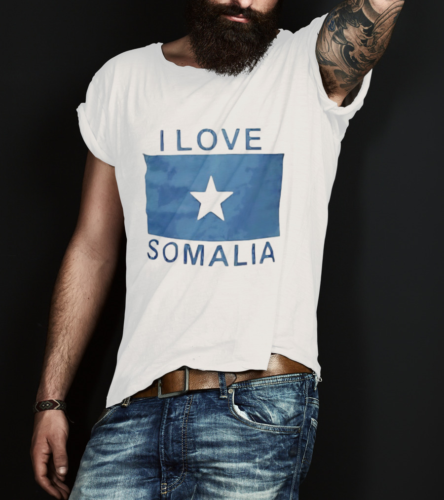 I Love Somalia Flag Blue Star T-Shirt