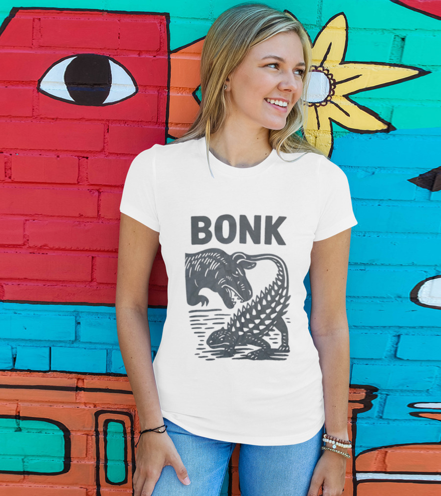 Late Cretaceous Dinosaur Bonk Scene With Spinosaurus And Ankylosaurus T-Shirt