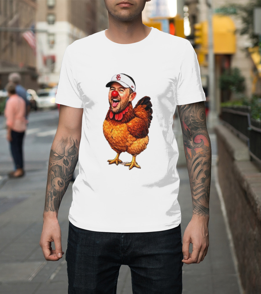 USC Coach Lincoln Riley Chicken Parody With Red Nose Clown Face T-Shirt