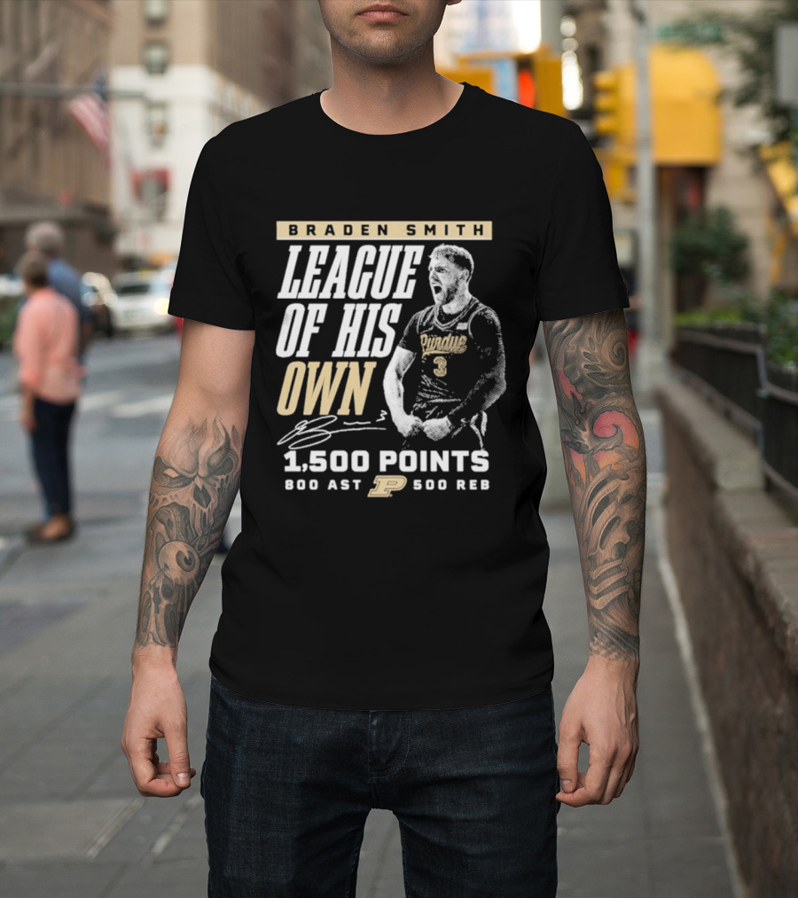 Braden Smith League Of His Own 1500 Points 800 Ast 500 Reb Purdue Boilermakers T-Shirt