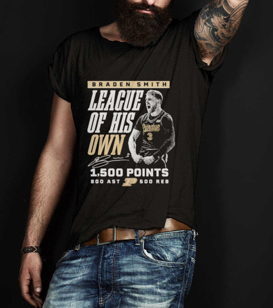 Braden Smith League Of His Own 1500 Points 800 Ast 500 Reb Purdue Boilermakers T-Shirt