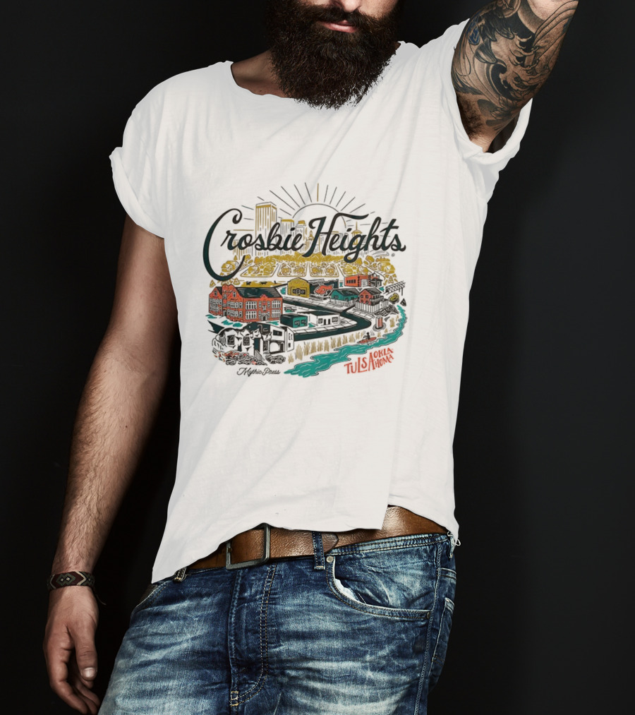 Crosbie Heights Tulsa City Riverfront Neighborhood Scene T-Shirt