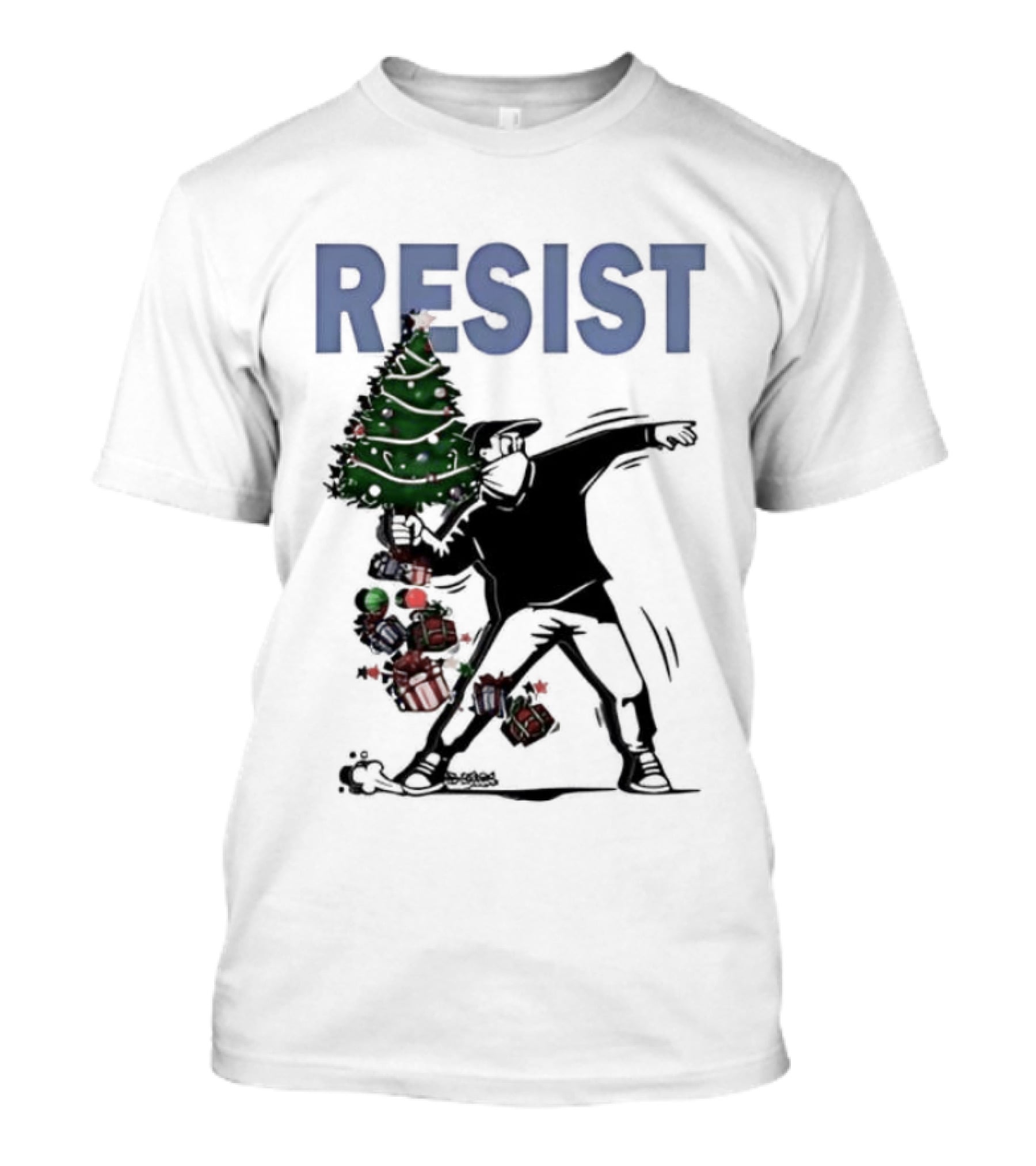 Resist Christmas Tree Throwing Festive Revolution T-Shirt