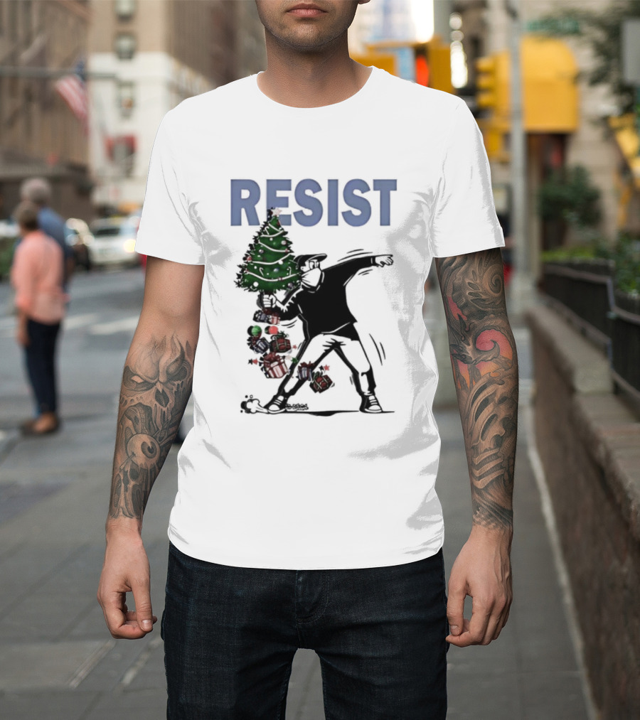 Resist Christmas Tree Throwing Festive Revolution T-Shirt