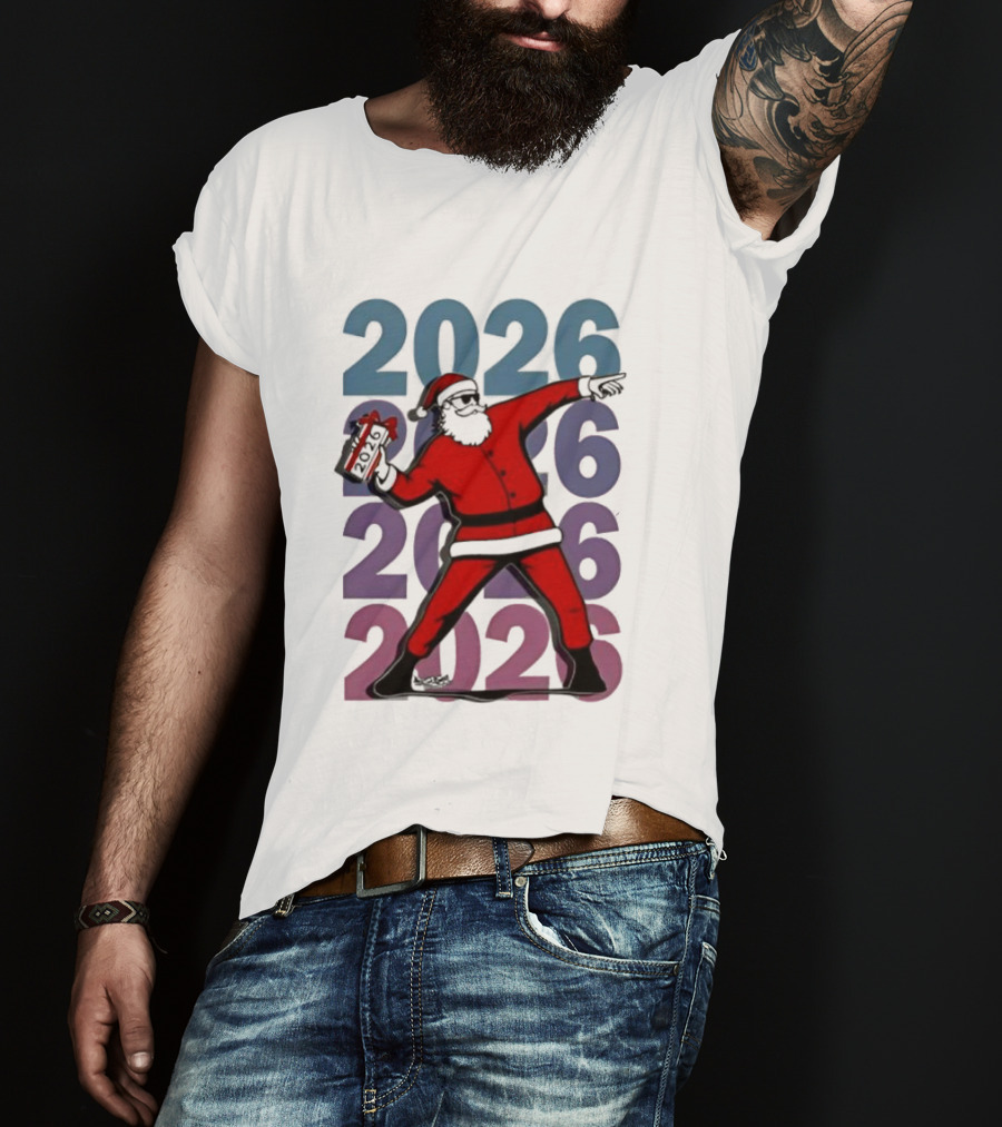 Dancing Santa 2026 Countdown Bold Repeat T-Shirt